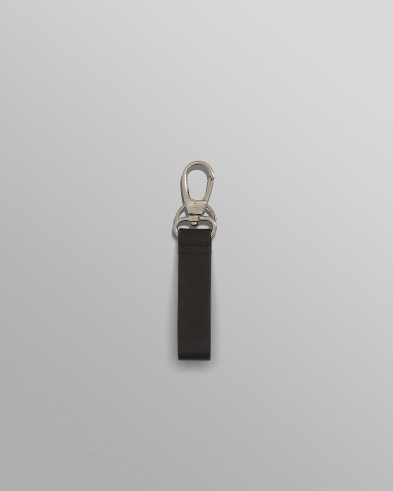 wax london men's Boston - Dark Brown Retro Grain Leather Keyring