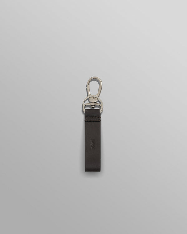 wax london men's Boston - Dark Brown Retro Grain Leather Keyring