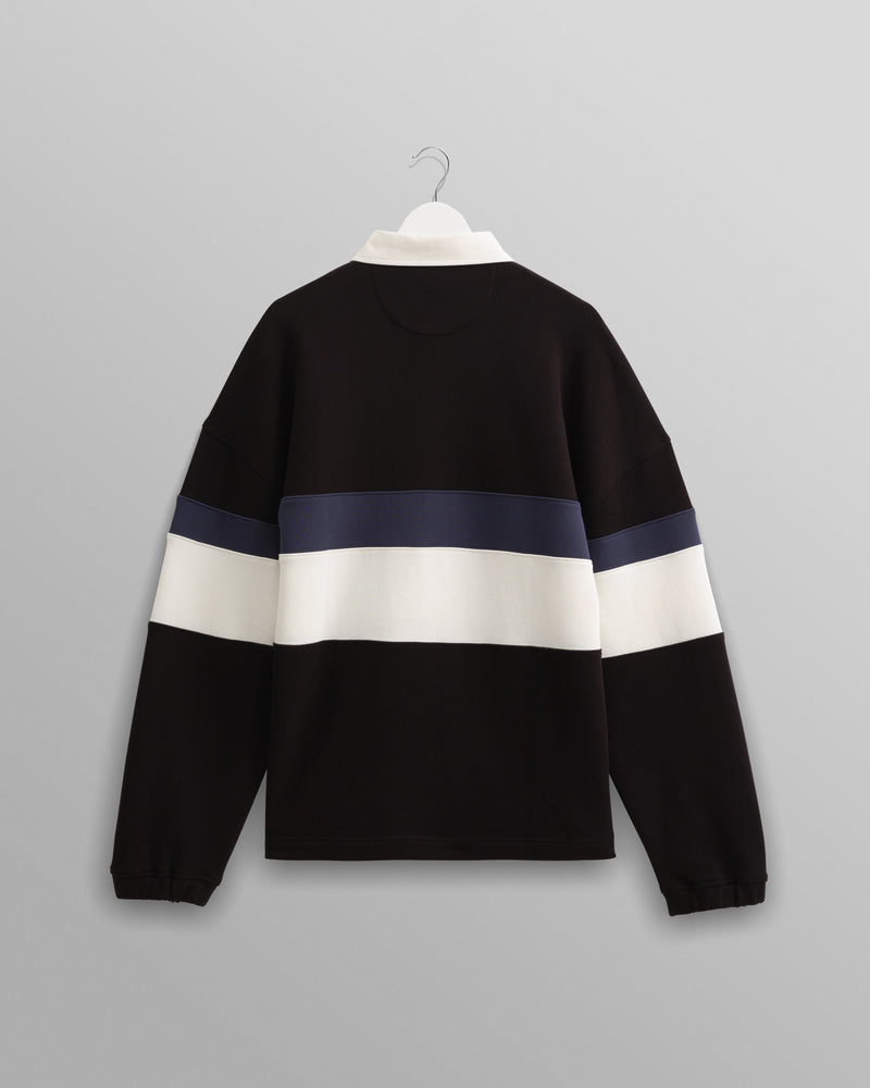 wax london Bow - Black Striped Organic Cotton Rugby Shirt