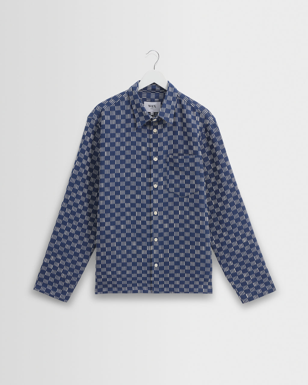Breton Ecru Geometric Grid Stitch Overshirt