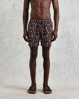 wax london men's Brockwell - Black Geometric Logo Swim Shorts