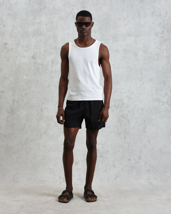 wax london men's Brockwell - Black Logo Swim Shorts