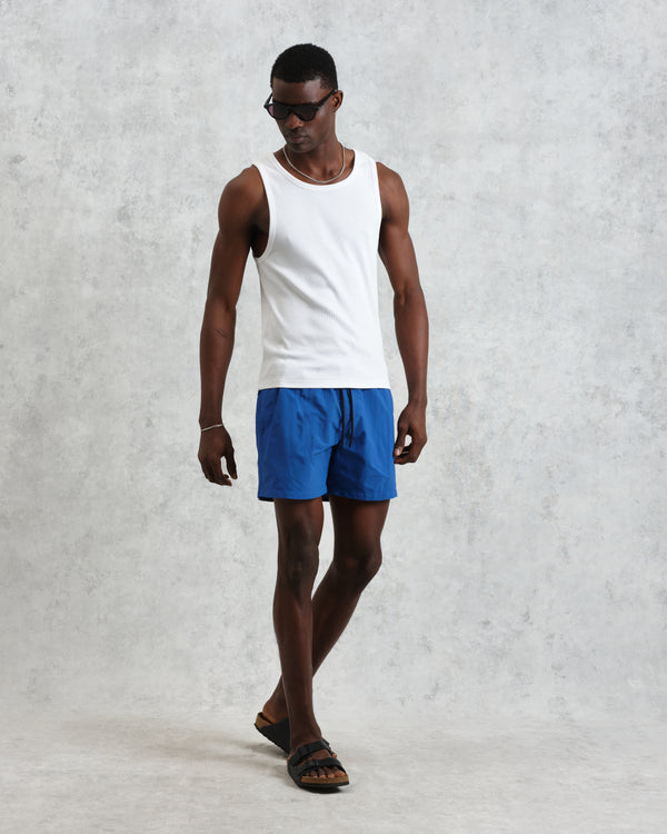 wax london men's Brockwell - Bright Blue Logo Swim Shorts