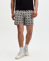 Brockwell - Ecru And Black Seersucker Swim Short