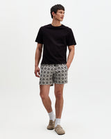 Brockwell - Ecru And Black Seersucker Swim Short