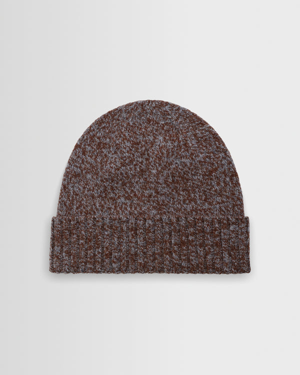 wax london men's Brook - Brown And Grey Twisted Fleck Wool Beanie