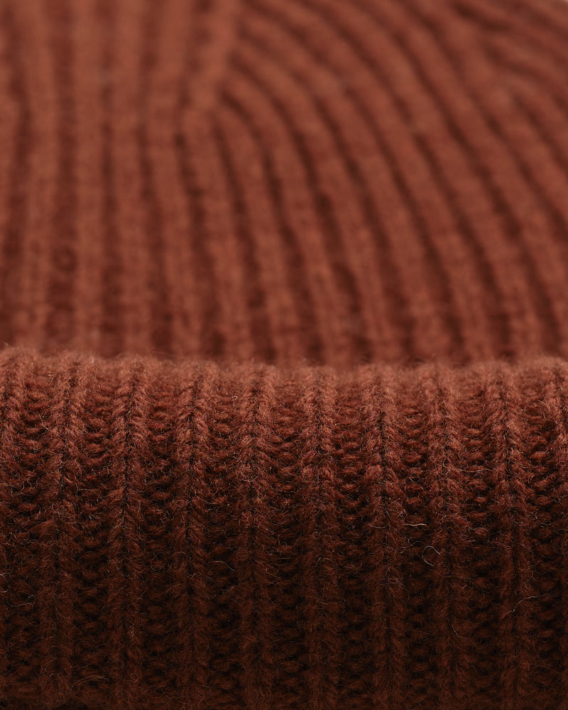 wax london men's Brook - Brown Single Rib Wool Beanie