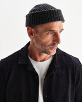 wax london men's Brook - Charcoal Donegal Single Rib Wool Beanie