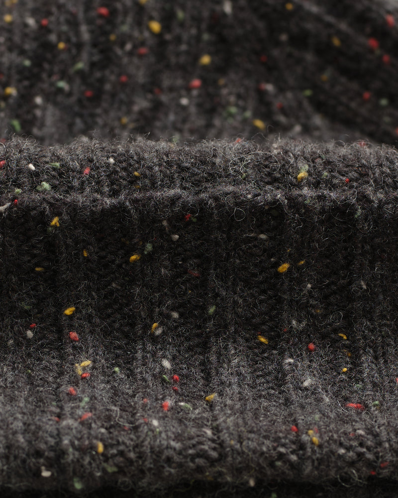wax london men's Brook - Charcoal Donegal Single Rib Wool Beanie