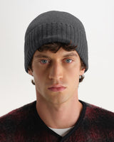 wax london men's Brook - Charcoal Single Rib Wool Beanie