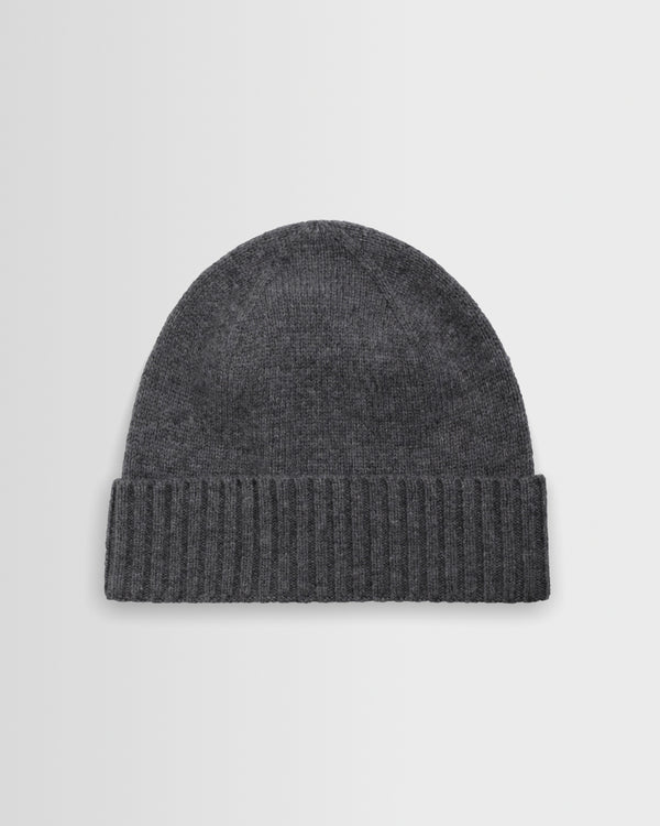 wax london men's Brook - Charcoal Single Rib Wool Beanie