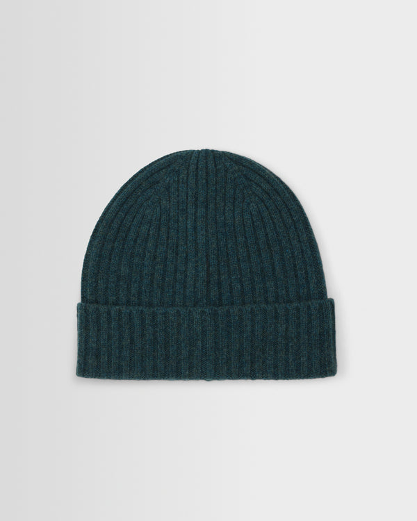 wax london men's Brook - Forest Green Single Rib Wool Beanie
