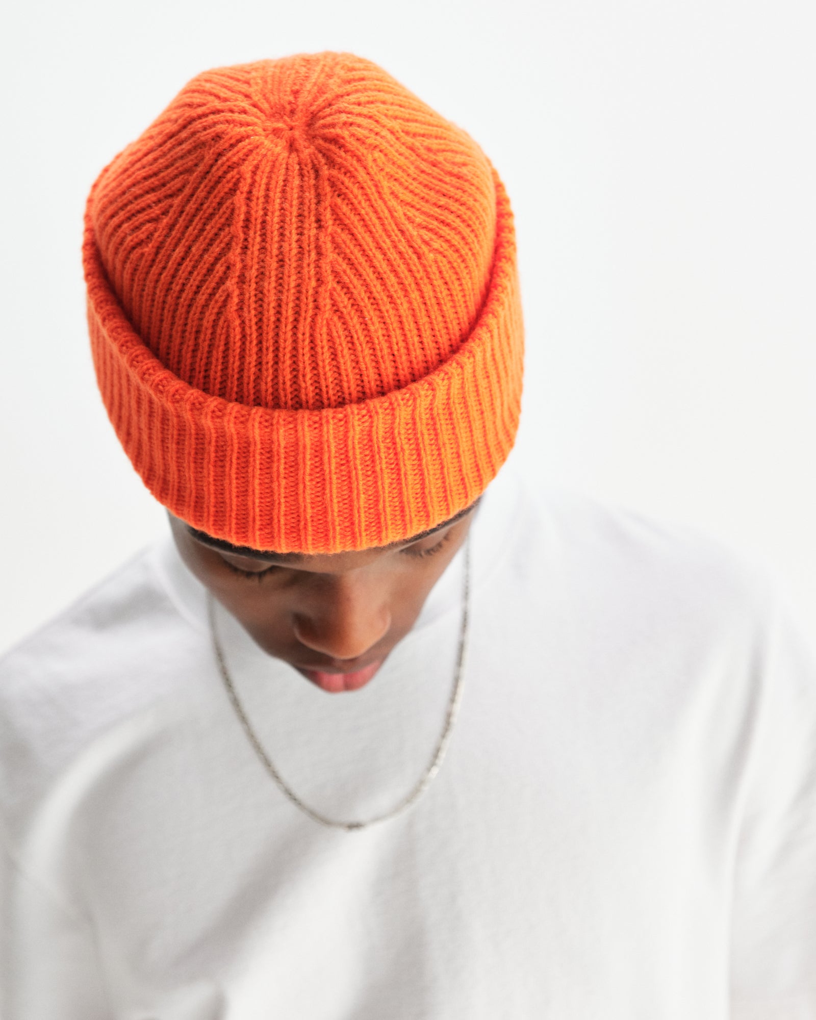 Men's Orange Rib Wool Beanie | Wax London