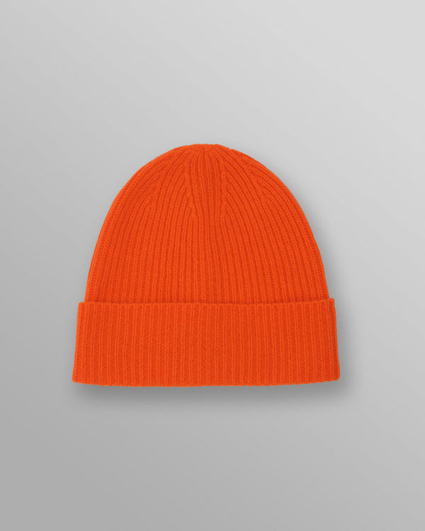 wax london men's Brook - Orange Single Rib Wool Beanie