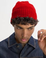 wax london men's Brook - Red Single Rib Wool Beanie