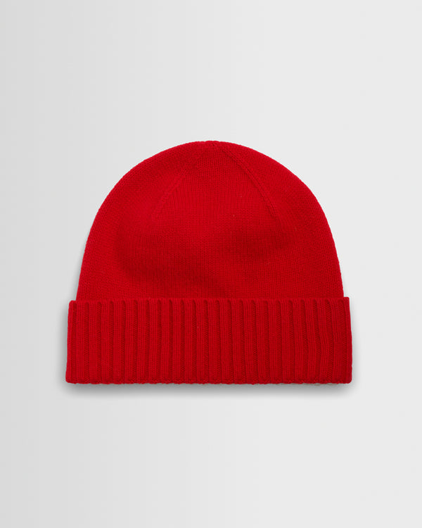 wax london men's Brook - Red Single Rib Wool Beanie
