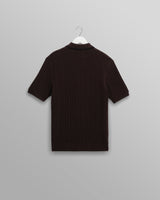 wax london men's Bury - Dark Brown Stripe Zip Polo