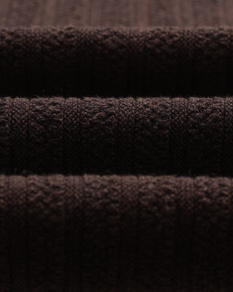 wax london men's Bury - Dark Brown Stripe Zip Polo