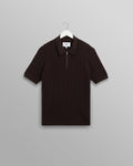 Bury - Dark Brown Stripe Zip Polo