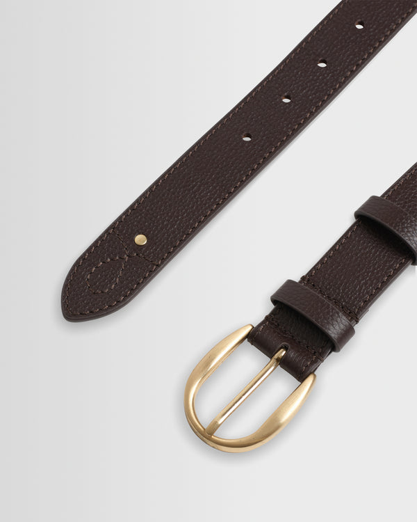 wax london men's Calsen - Dark Brown Western Embroidered Leather Belt