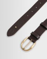 wax london men's Calsen - Dark Brown Western Embroidered Leather Belt