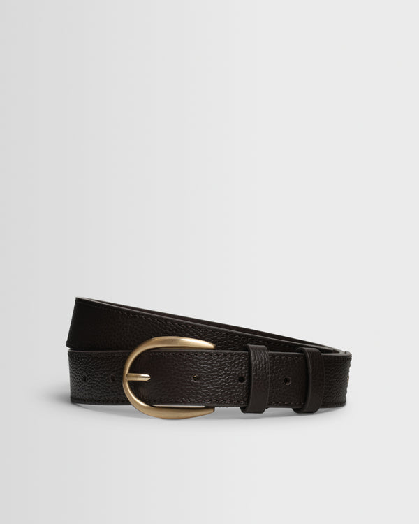 wax london men's Calsen - Dark Brown Western Embroidered Leather Belt