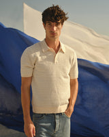 Naples - Natural Mini Geometric Knitted Polo