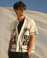 Didcot - Ecru And Black Border Applique Short-Sleeve Shirt