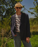 Vigo - Navy Linen Double-Breasted Blazer