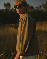 Eldon - Khaki Crinkle Cotton-Linen Jacket