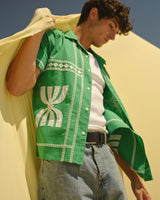 Didcot - Green And White Border Applique Short-Sleeve Shirt