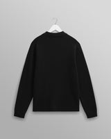 wax london men's Carter - Black Open Collar Milano Knit Polo