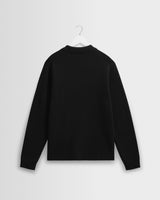 wax london men's Carter - Black Open Collar Milano Knit Polo