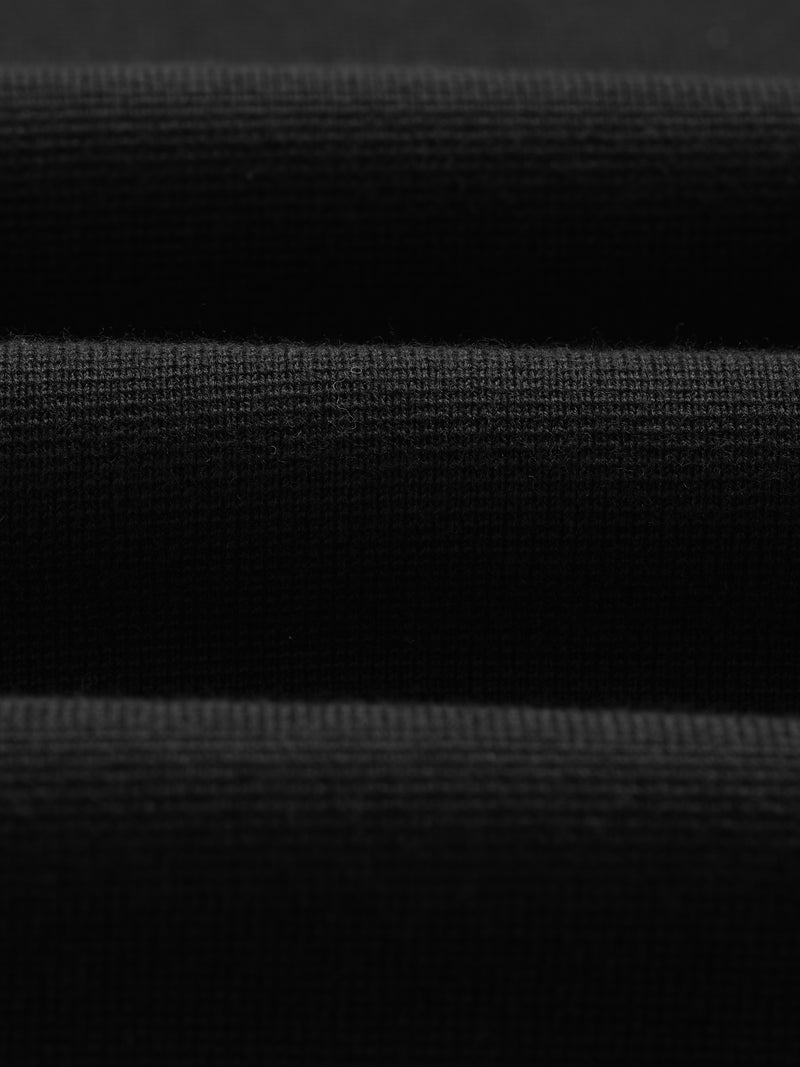 wax london men's Carter - Black Open Collar Milano Knit Polo
