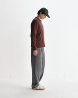 wax london men's Carter - Brown Open Collar Milano Knit Polo