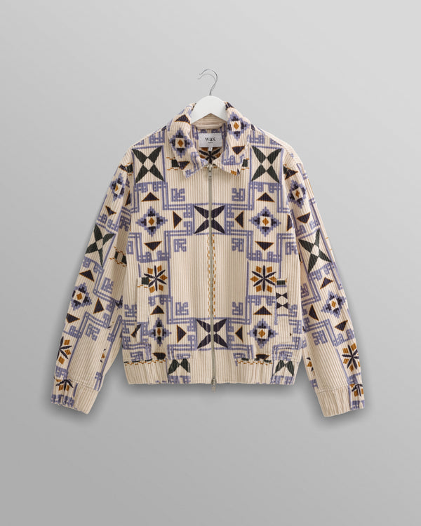 wax london Cartha - Ecru Geometric Corduroy Jacket