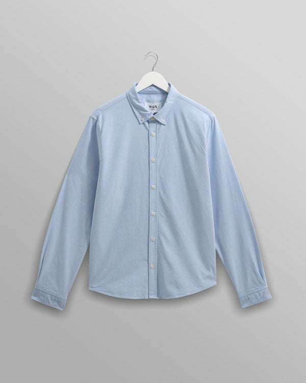 wax london men's Caspian - Pale Blue Cotton Oxford Shirt