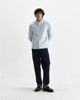 wax london men's Caspian - White And Blue Stripe Cotton Oxford Shirt