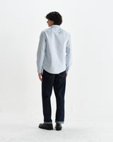 wax london men's Caspian - White And Blue Stripe Cotton Oxford Shirt