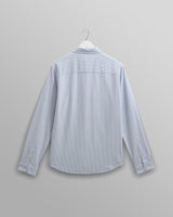 wax london men's Caspian - White And Blue Stripe Cotton Oxford Shirt