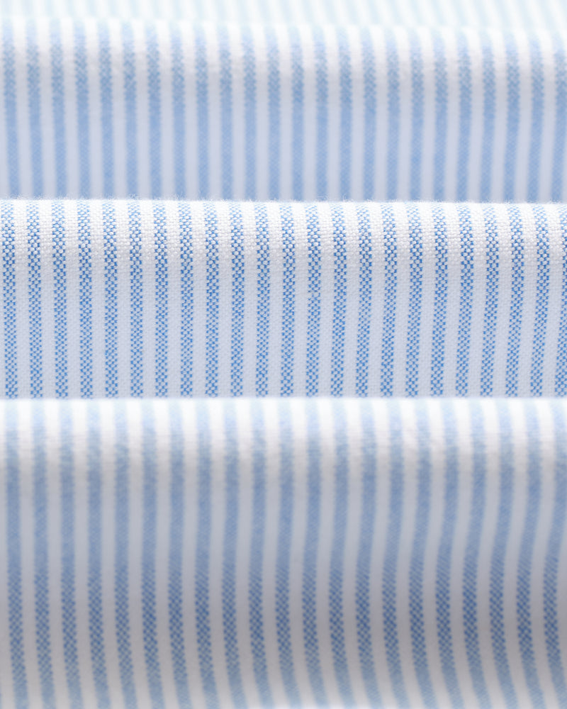 wax london men's Caspian - White And Blue Stripe Cotton Oxford Shirt