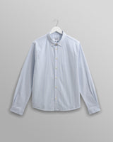 wax london men's Caspian - White And Blue Stripe Cotton Oxford Shirt
