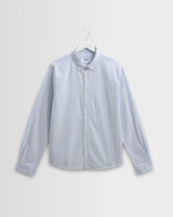 wax london men's Caspian - White And Blue Stripe Cotton Oxford Shirt