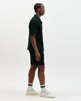 Clayland - Bottle Green Textured Waffle Short-Sleeve Shirt