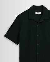 Clayland - Bottle Green Textured Waffle Short-Sleeve Shirt