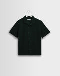 Clayland - Bottle Green Textured Waffle Short-Sleeve Shirt