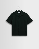 Clayland - Bottle Green Textured Waffle Short-Sleeve Shirt