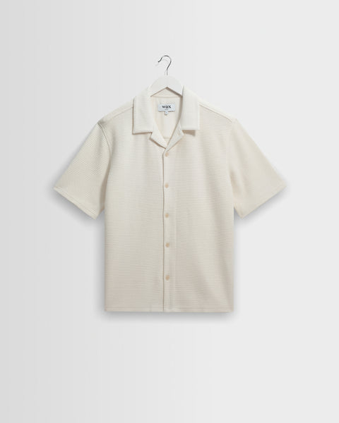 Clayland - Ecru Textured Waffle Short-Sleeve Shirt