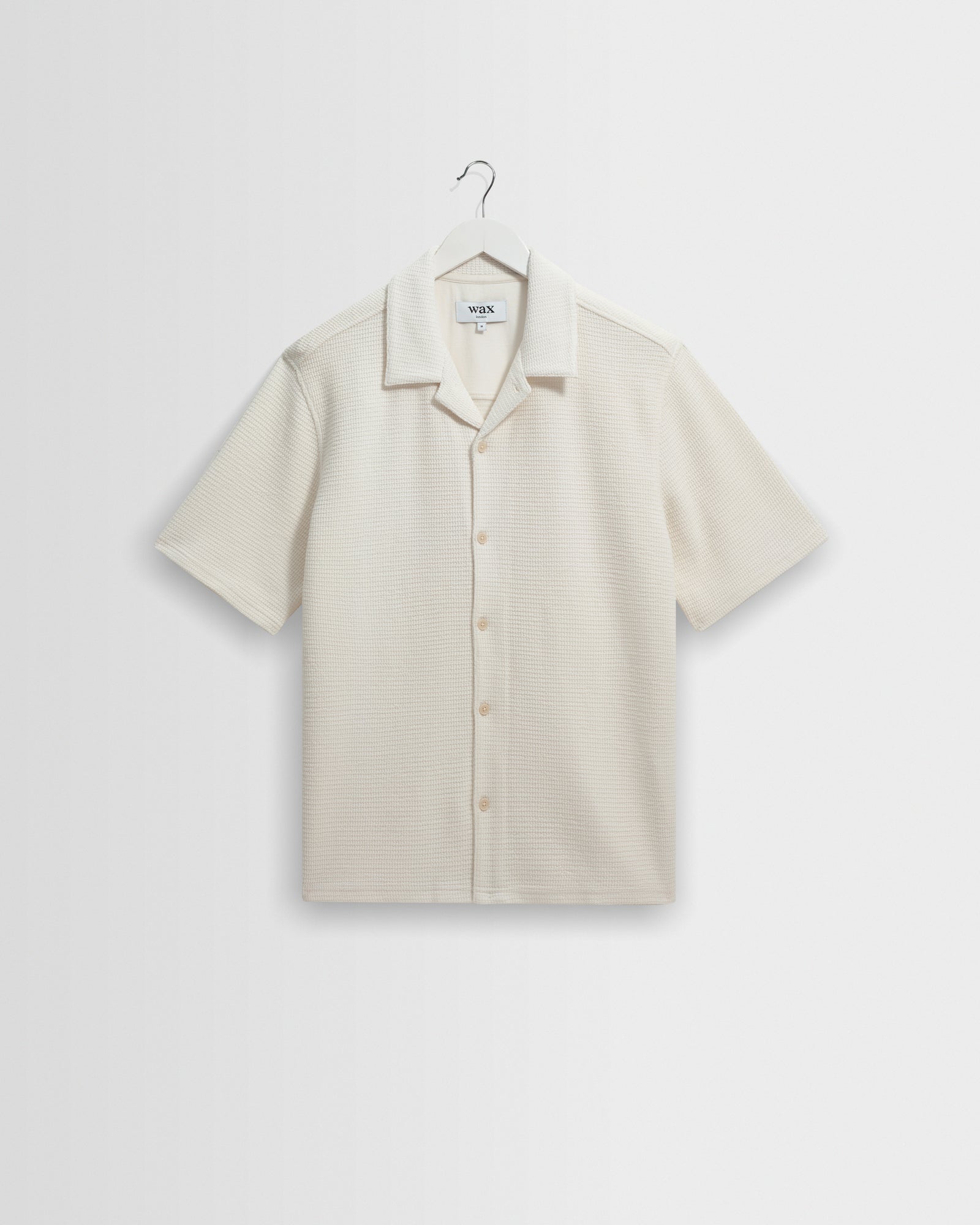 Men's Ecru Textured Waffle Short-Sleeve Shirt | Wax London