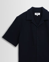 Clayland - Navy Textured Waffle Short-Sleeve Shirt